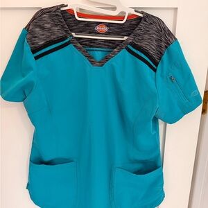 Dickies Gray and Teal Scrub Top